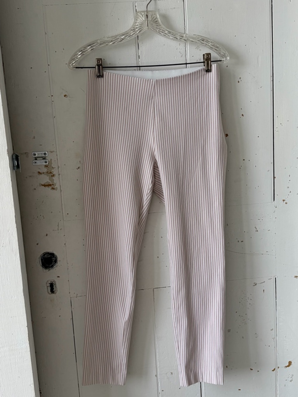 A New Day Striped Flat Front Pants Women Size 4 Tan White Casual Leggings